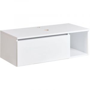 Beliani - Meuble de Lavabo Suspendu Fa&ccedil;ade Cannel&eacute;e avec 2 &Eacute;tag&egrave;res 80 x 40 cm Blanc Rupanco