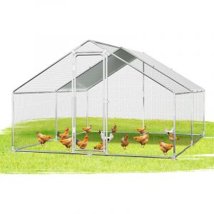 Randaco Enclos 3&times;4&times;2 m &ndash; Poulailler en m&eacute;tal accessible, 12 m&sup2; de surface, porte verrouillable, parc ext&eacute;rieur pour poules, petits animaux et plantes