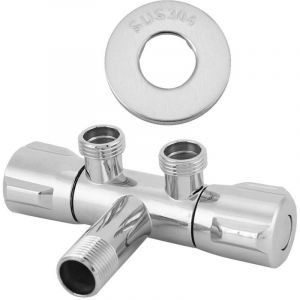 Robinet en cuivre &agrave; double poign&eacute;e et sortie pour toilettes, bidet et douche, G1/2