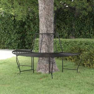 Inlife Banc demi-circulaire tour d'arbre Ø159 cm Noir Acier