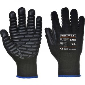 Gants Anti Vibration Noir m - Taille 8