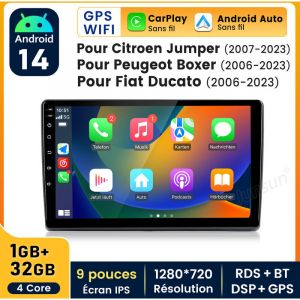 9 pouces Carplay Autoradio pour Fiat Ducato Peugeot Boxer Android 32GB JUNSUN