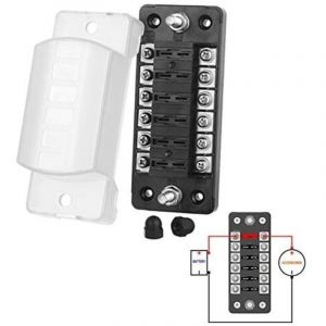boitier fusible 12v auto 6 voies boite fusible pour ATO/ATC 1-20A fusible DC32 V M5 connecteur &agrave; vis porte-fusible avec fusible(6 voies sans p&ocirc;le