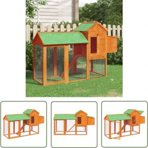 The Living Store - Poulailler marron 193x65x117 cm bois massif de pin - Poulailler En Bois - Abri Pour Poules - Coop Pour Volailles - Parc à Poules