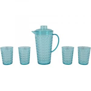 Decoris gobelets en plastique avec pichet de, set de 5 gobelets et pichet, set de gobelets avec pichet, gobelets de eau, gobelets de jus de limonade,