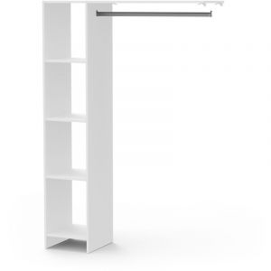 Armoire dressing 1 penderie 4 &eacute;tag&egrave;res couleur blanc mat - Largeur 123,2 x Profondeur 39,6 et Hauteur 180 cm