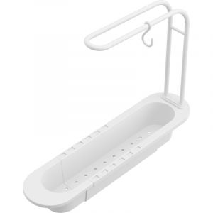 Organisateur d'évier panier pliant plastique blanc égouttoir