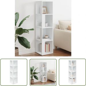 The Living Store - Armoire d'angle Blanc 33x33x132 cm Bois d'ing&eacute;nierie - Meuble D'angle - Armoire D'angle - Rangement Mural - Meuble Blanc - &Eacute;tag&egrave;re