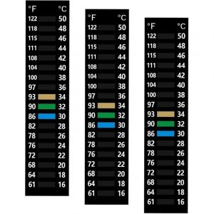 Lot de 3 bandelettes thermom&eacute;triques pour aquarium, 15-50 &deg;C (61-122 &deg;F), thermom&egrave;tre adh&eacute;sif facile &agrave; lire pour aquarium, bandelettes de test pour