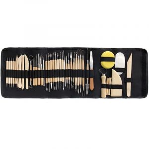 Outil d'argile ensemble de 43 pi&egrave;ces sculpture en pierre c&eacute;ramique couteau &agrave; d&eacute;couper auxiliaire ensemble de 42 pi&egrave;ces d'argile + sac