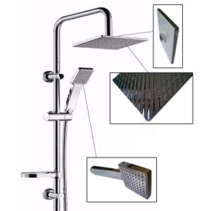 Colonne De Douche Coulissante Chrom&eacute;e Pomme De Douche Fixe Pomme De Douche Saturn 9005