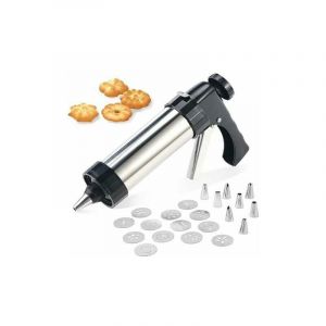 Seringue Patisserie Inox Professionnelle Presse a Biscuit Pistolet Patisserie avec 13 Disques Biscuits et 8 Douilles - Tigrezy