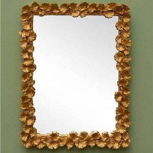 Miroir doré fleurs de Gingko 43x32cm