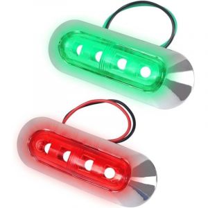 Applicable 2 Pièces Feux Navigation Bateau à LED, Lumières Pont Marines à LED Étanches pour Bateau à Voile Yacht de Nuit 12V (rouge/vert)