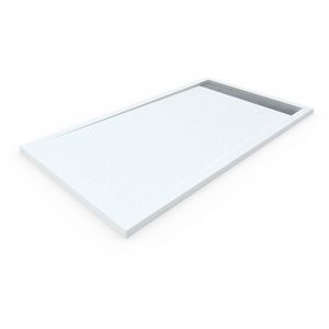 Decohor - Receveur de douche en Résine quartz premium avec Cadre. Texture Ardoise. Blanc ral: 9003 80X130CM