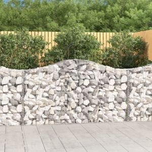 Maison Chic - Panier de gabions arqué Mur en gabion Clôture de gabion 200x30x100/120 cm Fer galvanisé 27748