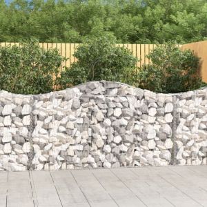 Panier de gabions arqué Mur en gabion Clôture de gabion 200x30x100/120 cm Fer galvanisé 27748