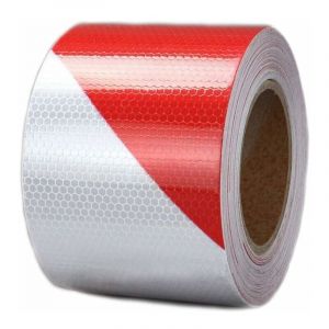 SNQ - Ruban de Signalisation Rubalise Rouge et Blanc Bande Reflechissante Autocollante Avertissement De La Circulation Nuit De Autocollant