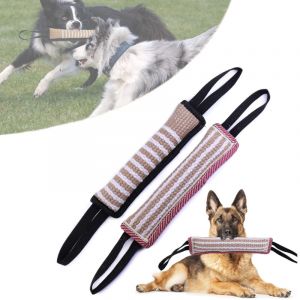 Lot de 2 jouets indestructibles pour chien, jouets interactifs pour chien, jeu de corde &agrave; m&acirc;cher avec 2 poign&eacute;es, laisse K9, jouet interactif de tir