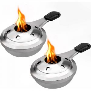 BEBUSINGOTO 2Pcs R&eacute;chaud &agrave; Alcool Portable en Acier Inoxydable, Br&ucirc;leur d'alcool D&eacute;tachable pour Fondue, Br&ucirc;leur &agrave; Alcool G&eacute;lifi&eacute; pour Le Camping en