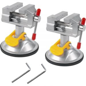 2 Pi&egrave;ces &Eacute;tau d'&eacute;tabli Petit &Eacute;tau Pivotant, Mini &Eacute;tau &agrave; Rotation 360&deg; avec Ventouse, 30mm, &Eacute;tau de Table Pince pour Hobby Bijoux, Fixation Pince pour