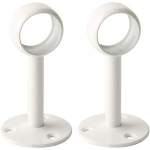 Support Tringle Rideau Plafond en Acier Inoxydable, Support Tringle Penderie pour Tube de rond &Oslash; 25 mm, Blanc Brillant 2 Pcs