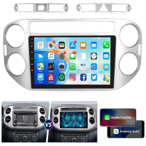 Autoradio 9 pouces CarPlay pour VW Tiguan 2010-2016 Android 14, navigation GPS, BT, FM - 1+32G