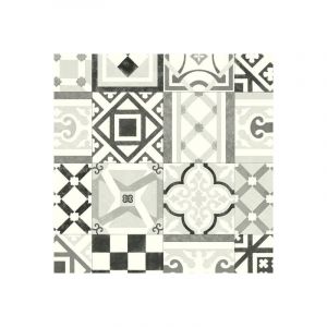 Décoweb - Sol Vinyle Style - Carreaux de ciment effet vieilli - Noir et blanc - Rouleau de 4m x 3m