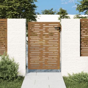 Maison Chic - Portail de jardin Portillon Grillage Portail de Clôture 85x150 cm acier corten conception de carré 62005
