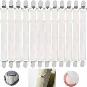 12 Tendeur &eacute;lastique,Tendeur De Drap,Clip De Matelas &Eacute;lastique,Tendeur Drap Housse &Eacute;lastique,Clip de drap r&eacute;glable pour draps housses de lit avec