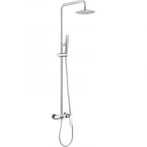 Barre de douche monocommande extensible - Colonne de douche - Robinetterie de salle de bain avec douchette et poignée de douche Couleur Chrome