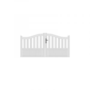 Portail battant pvc blanc H146 x L350 cm brest galbé