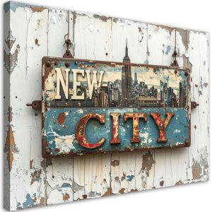 Tableau d&eacute;co Enseigne New York Vintage 60x40