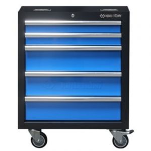 Servante d'atelier roulante 5 tiroirs avec roues &ndash; Dimensions 650x862x460mm &ndash; Fermeture &agrave; cl&eacute; &ndash; Acc&egrave;s rapide avec glissi&egrave;res &agrave; billes &ndash; King Tony