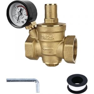 R&eacute;ducteur de pression d'eau 1" avec manom&egrave;tre : r&eacute;ducteur de pression d'eau DN25, r&eacute;gulateur de pression d'eau r&eacute;glable, r&eacute;ducteur de pression d'eau,