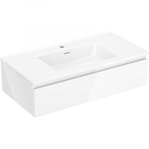 Mexen Orio meuble de salle de bain 90 cm avec lavabo Otis, 1 tiroir, blanc brillant - 91A10-09023-1-BF00-W18M00
