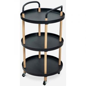 Ahd Amazing Home Design &ndash; Chariot &agrave; roulettes nordique 3 &eacute;tag&egrave;res en polypropyl&egrave;ne &ndash; Structure m&eacute;tal effet bois &ndash; 47x80cm &ndash; Design scandinave moderne