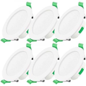 Spot LED Encastrable Dimmable 230V 7W Spot Plafond Étanche IP44 Réglable Plafonnier Encastré pour Salle de Bain, Salon, Lot de 6, Rond, [Classe