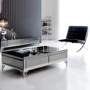 Meubler Design - Table Basse Elégante, Verre, Rectangulaire, Style Baroque, 120 x 65 x 40 cm
