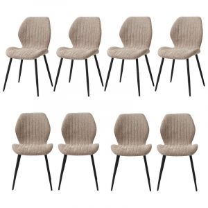 Wokaka - Chaises de salle à manger (lot de 8) - Vintage - Chaises de salle à manger en tissu (Marron) - Pieds en métal