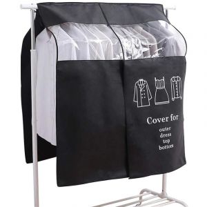 Housse Prot&egrave;ge Housses de V&ecirc;tements 120 &times; 120cm Noir Housse de Anti-Poussi&egrave;re Protection Portant Universelle Garment Covers pour Tringle &agrave; V&ecirc;tements