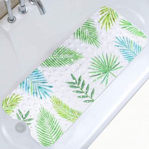 Feuille verte)Tapis de Bain Antidérapant 100x40cm, Tapis de Baignoire Anti Glisse avec 200 Ventouse Matériel de pvc, Tapis de Douche avec de Dessin