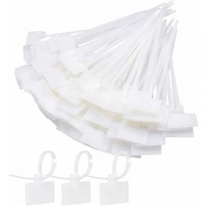 Attache Cable Electrique 250Pcs Cable Management avec Etiquette Serre Cable Plastique Blanc Etiquette Cable Ties Cable Pour L'école Jardin Bureau Mur