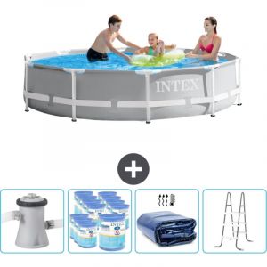 Intex - Piscine ronde à cadre prisme 305 x 76 cm - Grise - Comprend des Accessoires CB95