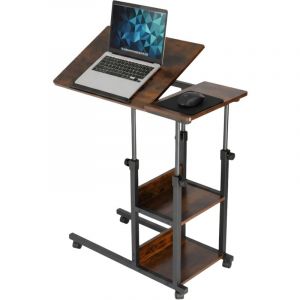 Table pour ordinateur portable Relaxdays, réglable 63–90 cm, inclinable, sur roulettes, 2 étagères, C, marron/noir