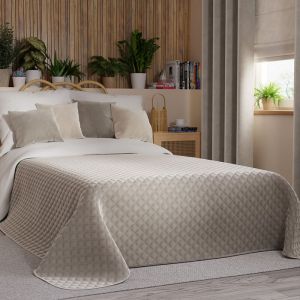 Couvre-lit VELVI 220x240cm - élégance gris-beige avec un motif géométrique