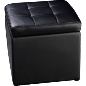 Maisonchic - Tabouret Pouf Coffre Bote de Rangement Repose-Pied Ottoman Espace de Stockage Cuir pu, max. 150 kg, 40x40x40cm, Noir design in