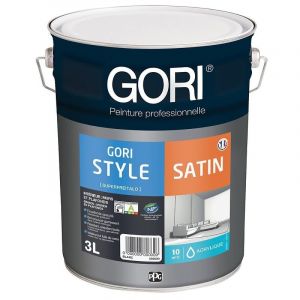 Gori - Peinture acrylique murs et plafonds style satin blanc bidon de 3l