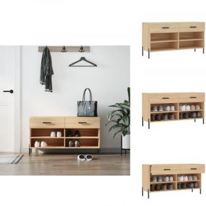 Banc à chaussures chêne sonoma 102x35x55 cm bois d'ingénierie - Meuble Chaussure - Banc Chaussure - Range Chaussures - Rangement Chaussures - Meuble