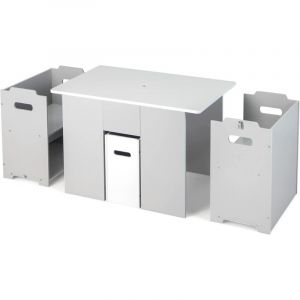 Goplus - Table Enfant avec 2 Chaises 3 Ans+,Table d'Activités 4 en 1 avec Banc de Rangement&Couvercle Amovible,Boucle de Sécurité,Charge 30kg